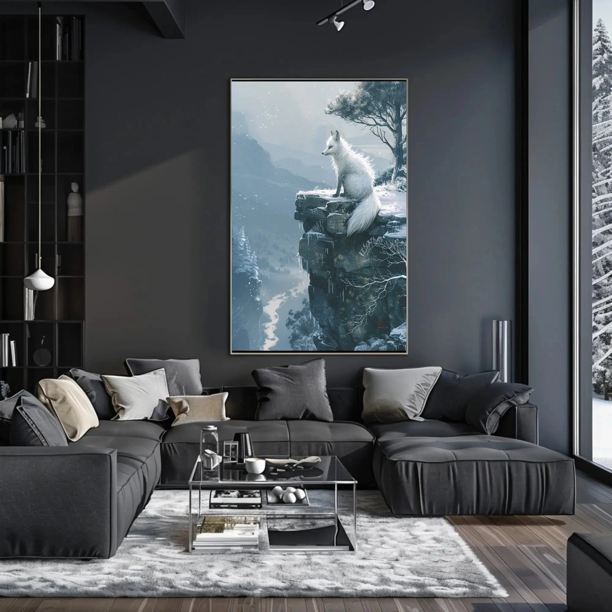 White Fox Winter Serenity Japanese Art Animal Poster PosterGoat