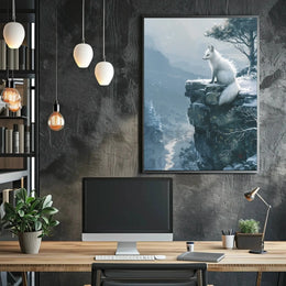 White Fox Winter Serenity Japanese Art Animal Poster PosterGoat
