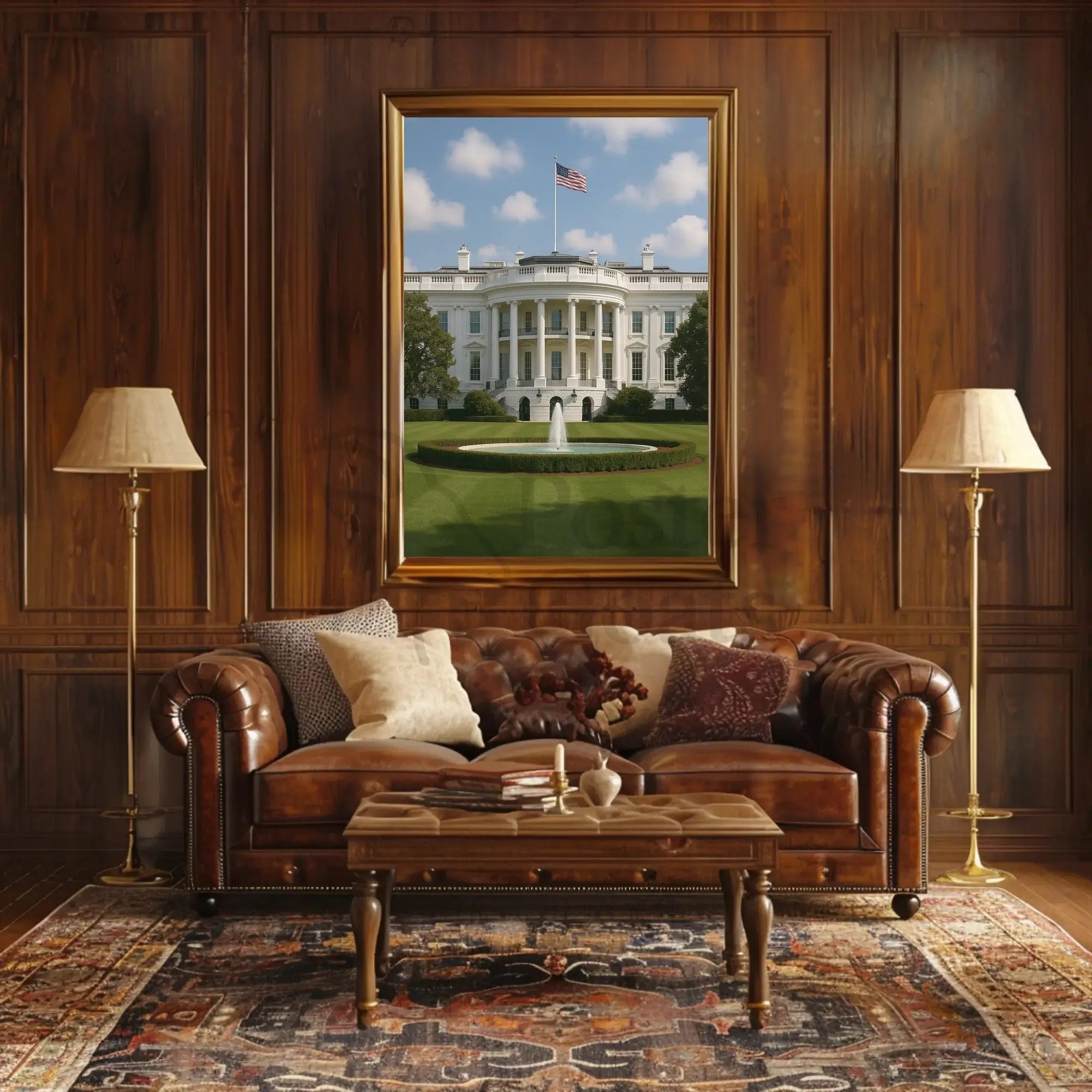 White House Neoclassical Architecture Historical or Presidential Poster PosterGoat