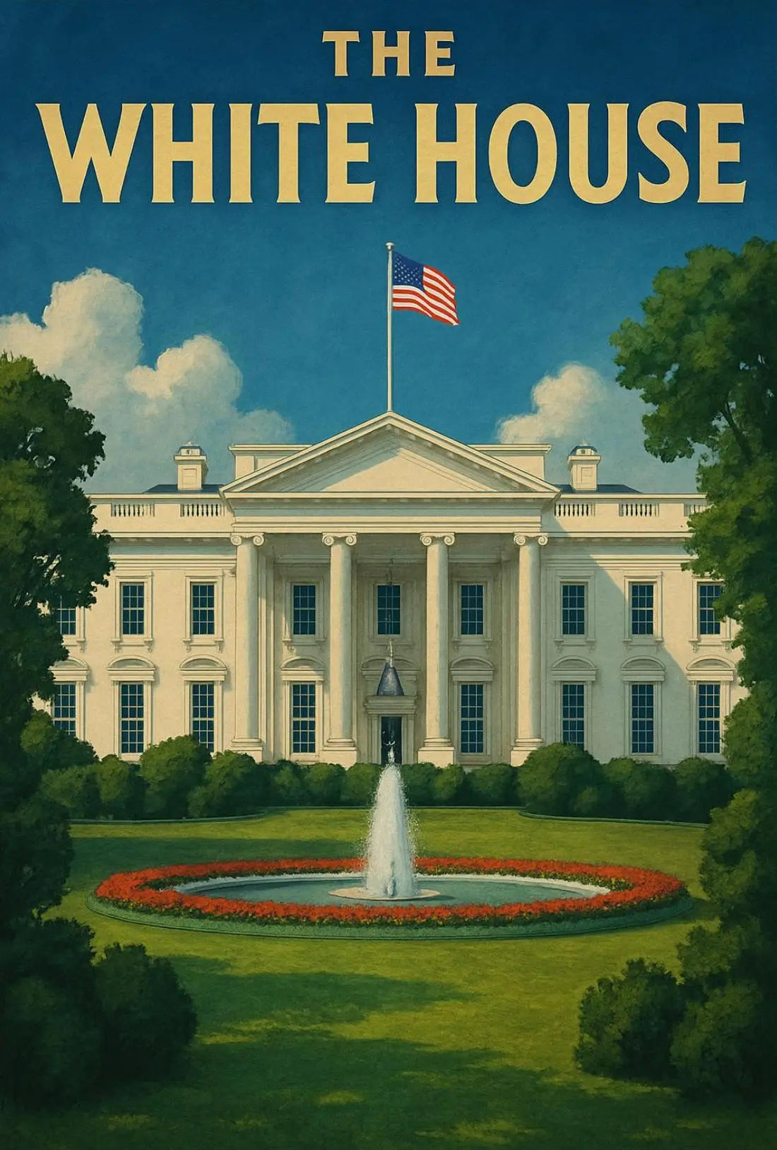 White House Patriotic Vintage Travel Poster PosterGoat