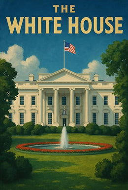 White House Patriotic Vintage Travel Poster PosterGoat