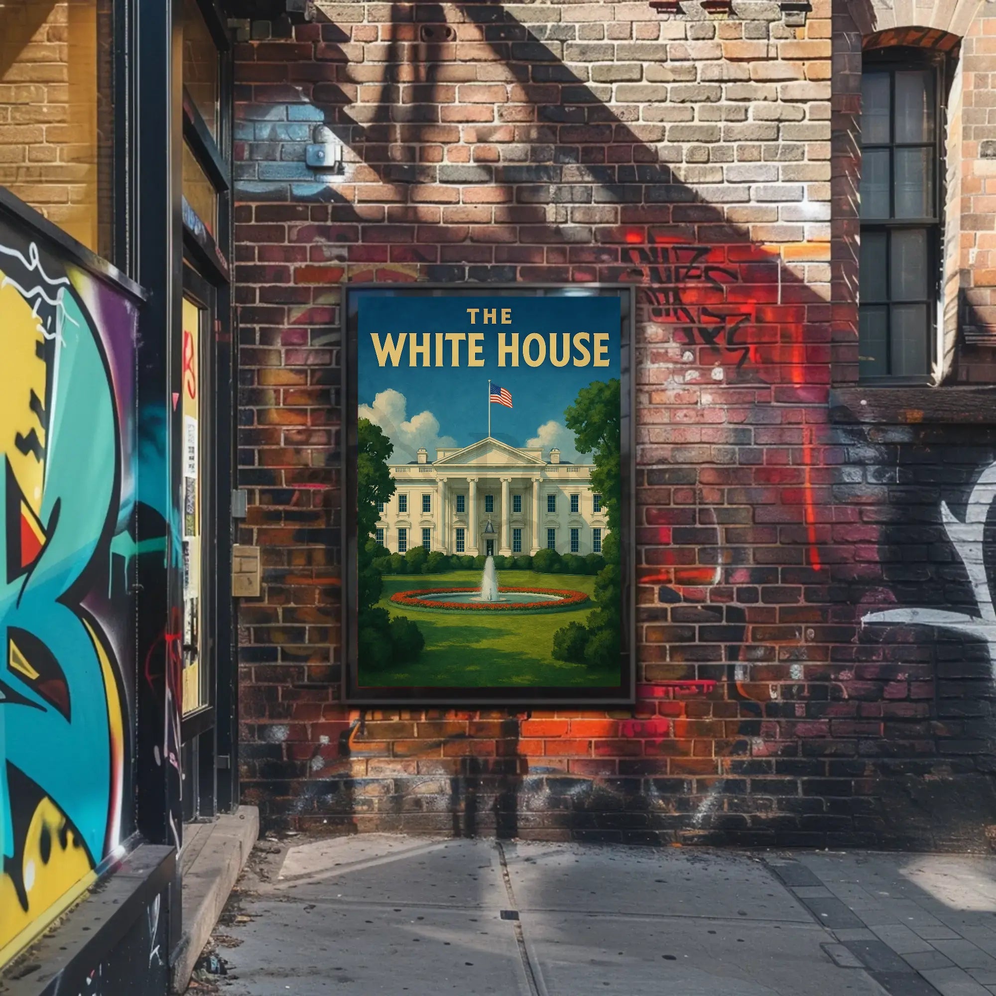 White House Patriotic Vintage Travel Poster PosterGoat