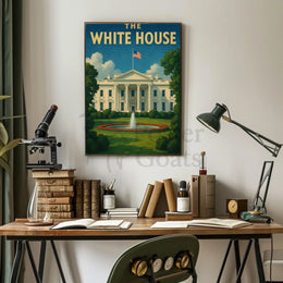 White House Patriotic Vintage Travel Poster PosterGoat