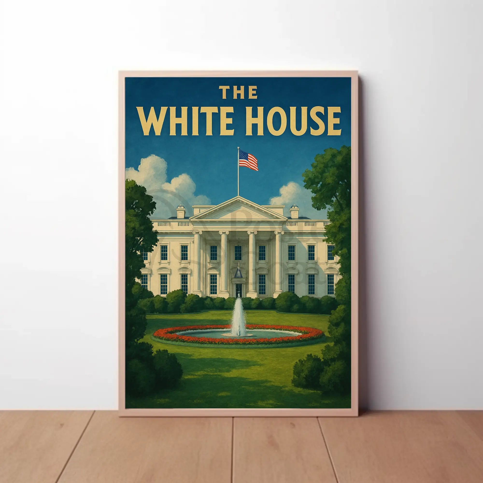 White House Patriotic Vintage Travel Poster PosterGoat