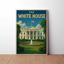 White House Patriotic Vintage Travel Poster PosterGoat
