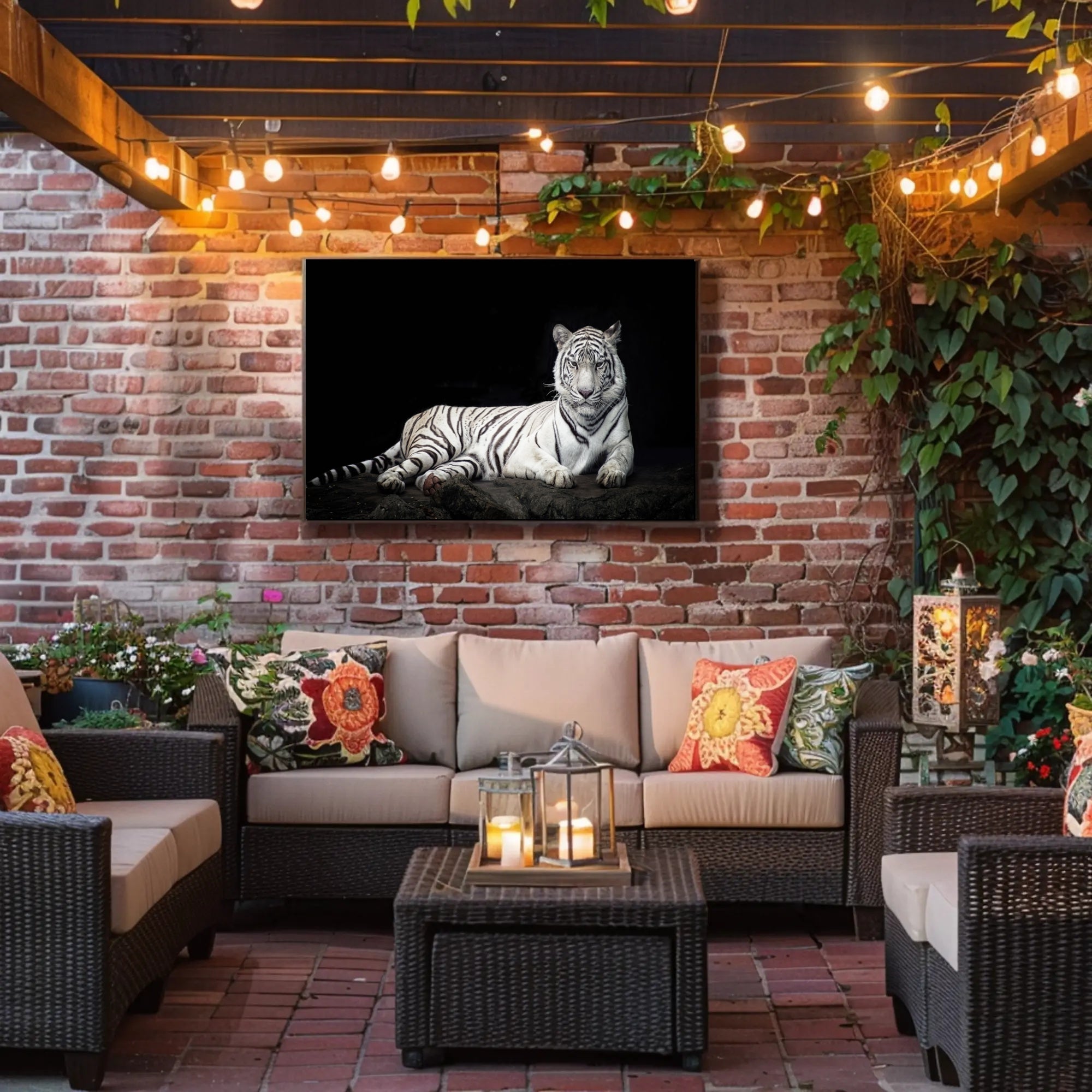 White Tiger Majesty On Rugged Surface Animal Poster PosterGoat