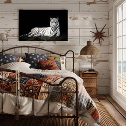 White Tiger Majesty On Rugged Surface Animal Poster PosterGoat