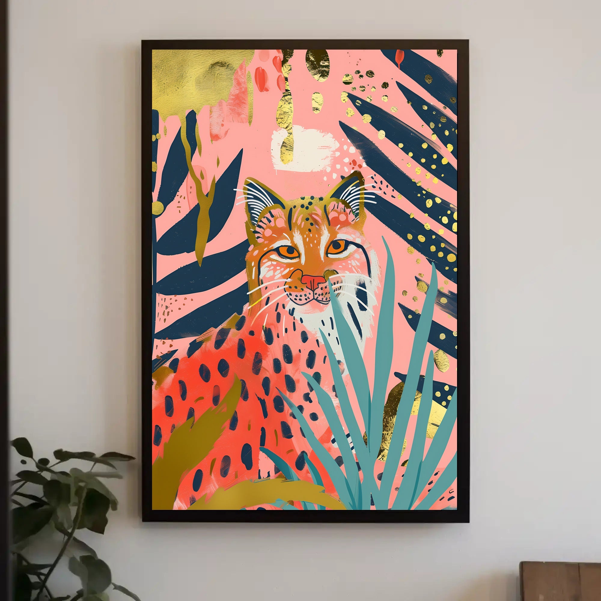 Wild Cat Vibrant Jungle Abstract Artistic Poster PosterGoat