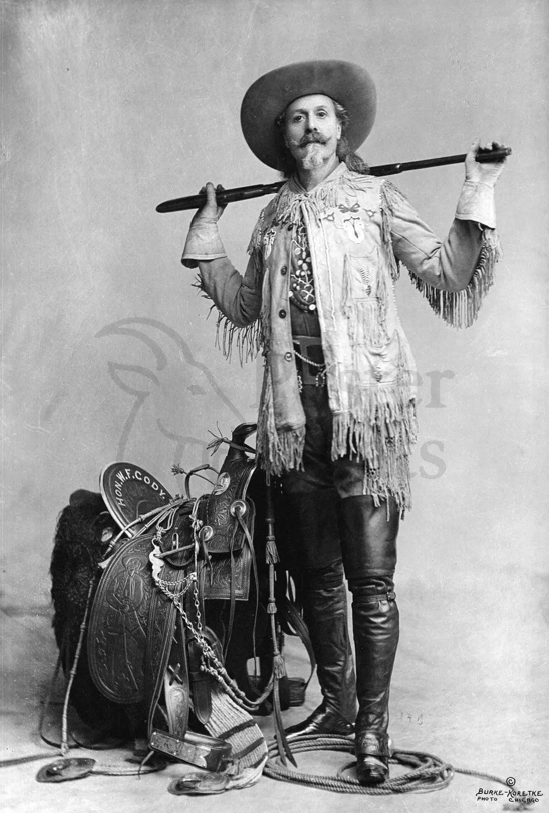 Wild West Cowboy Historical Figure Black and White Poster PosterGoat