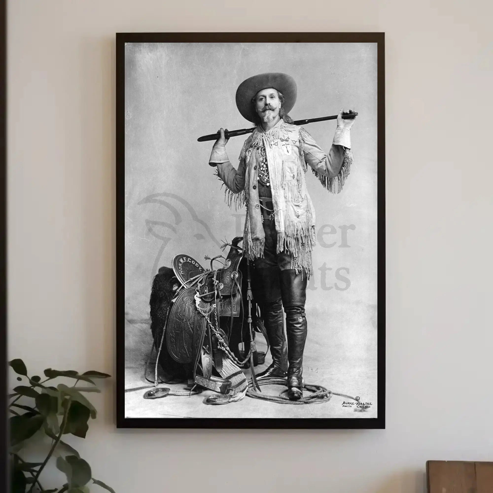 Wild West Cowboy Historical Figure Black and White Poster PosterGoat