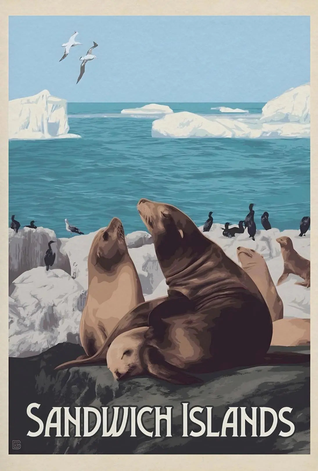 Wildlife Adventure Sandwich Islands Vintage Travel Poster PosterGoat