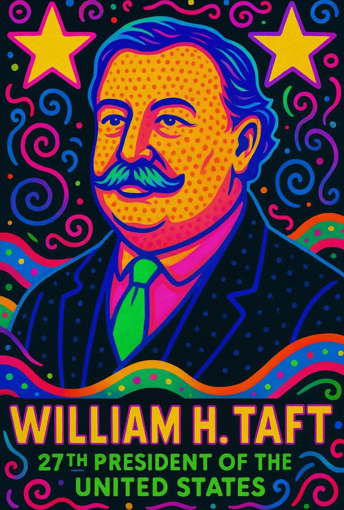 William H. Taft Vibrant Retro Pop Art Poster PosterGoat