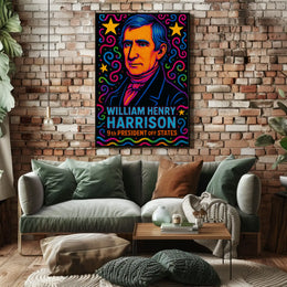 William Henry Harrison Vibrant Pop Art Presidential Poster PosterGoat