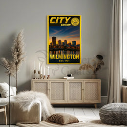 Wilmington Skyline Sunset Cultural Heritage Poster PosterGoat