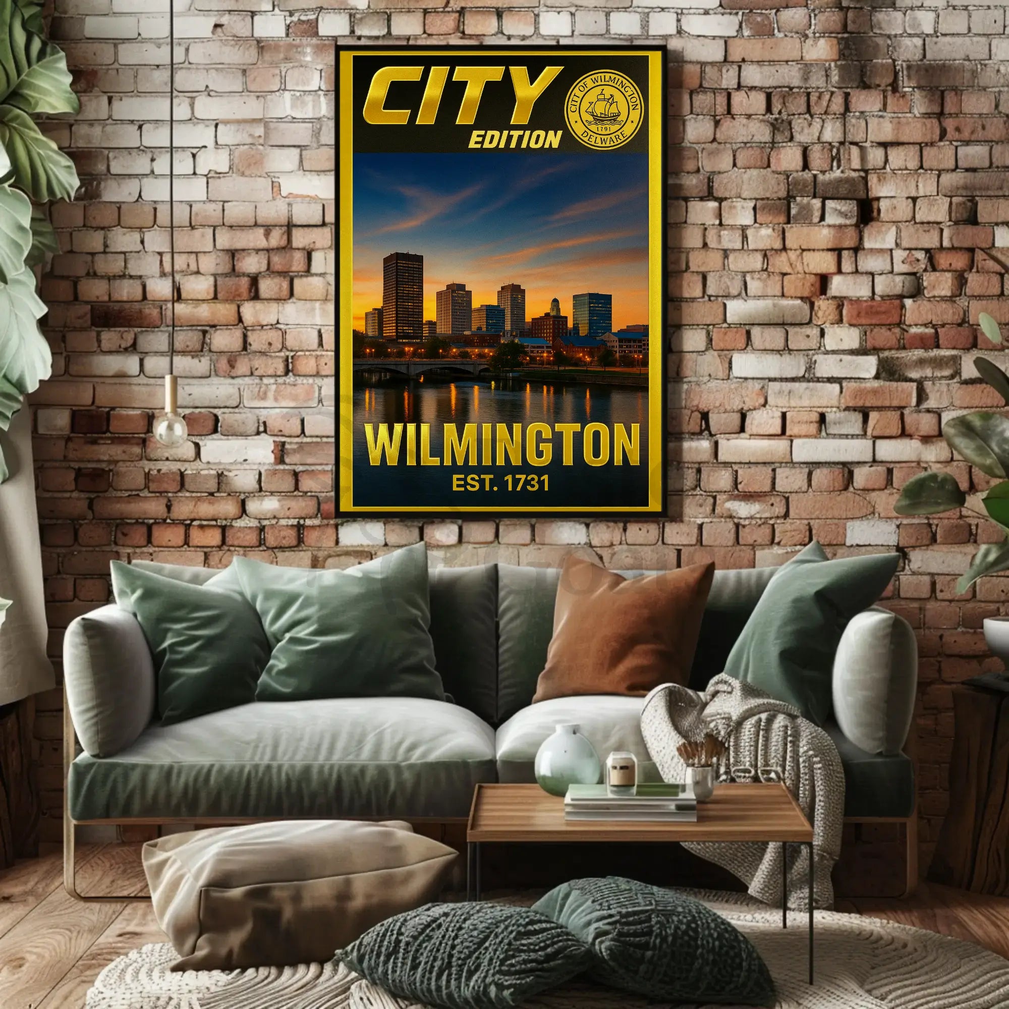 Wilmington Skyline Sunset Cultural Heritage Poster PosterGoat