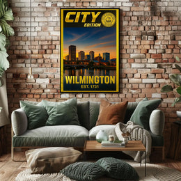 Wilmington Skyline Sunset Cultural Heritage Poster PosterGoat