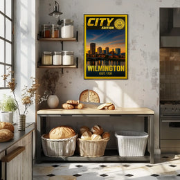Wilmington Skyline Sunset Cultural Heritage Poster PosterGoat