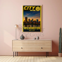 Wilmington Skyline Sunset Cultural Heritage Poster PosterGoat