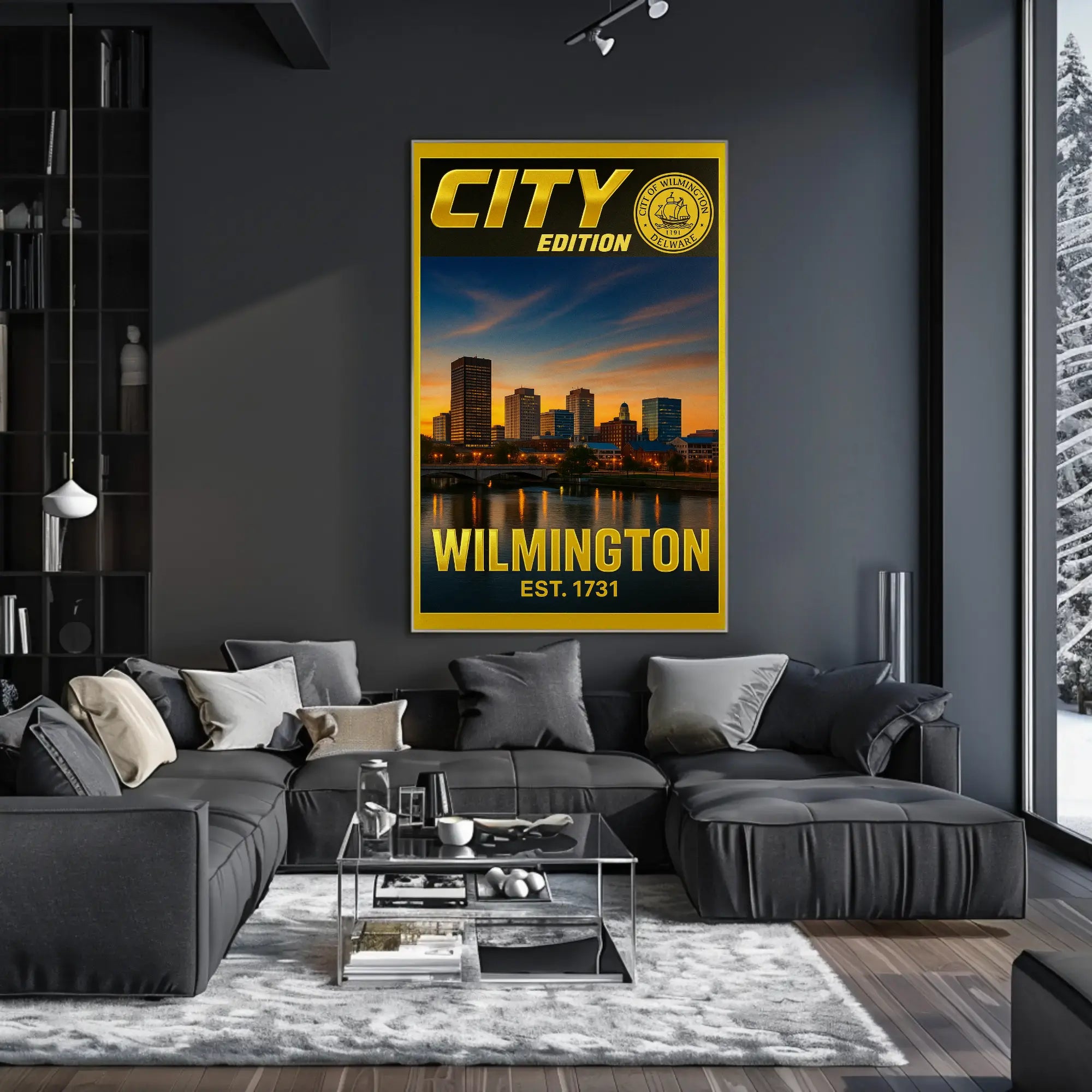 Wilmington Skyline Sunset Cultural Heritage Poster PosterGoat