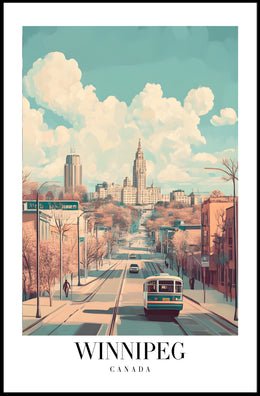 Winnipeg Cityscape Vintage Illustration Urban or Cityscape Poster PosterGoat