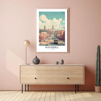 Winnipeg Cityscape Vintage Illustration Urban or Cityscape Poster PosterGoat