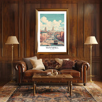 Winnipeg Cityscape Vintage Illustration Urban or Cityscape Poster PosterGoat