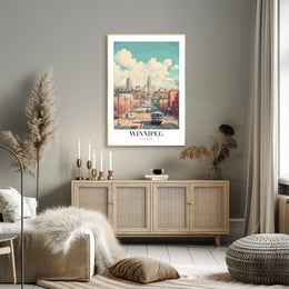 Winnipeg Cityscape Vintage Illustration Urban or Cityscape Poster PosterGoat