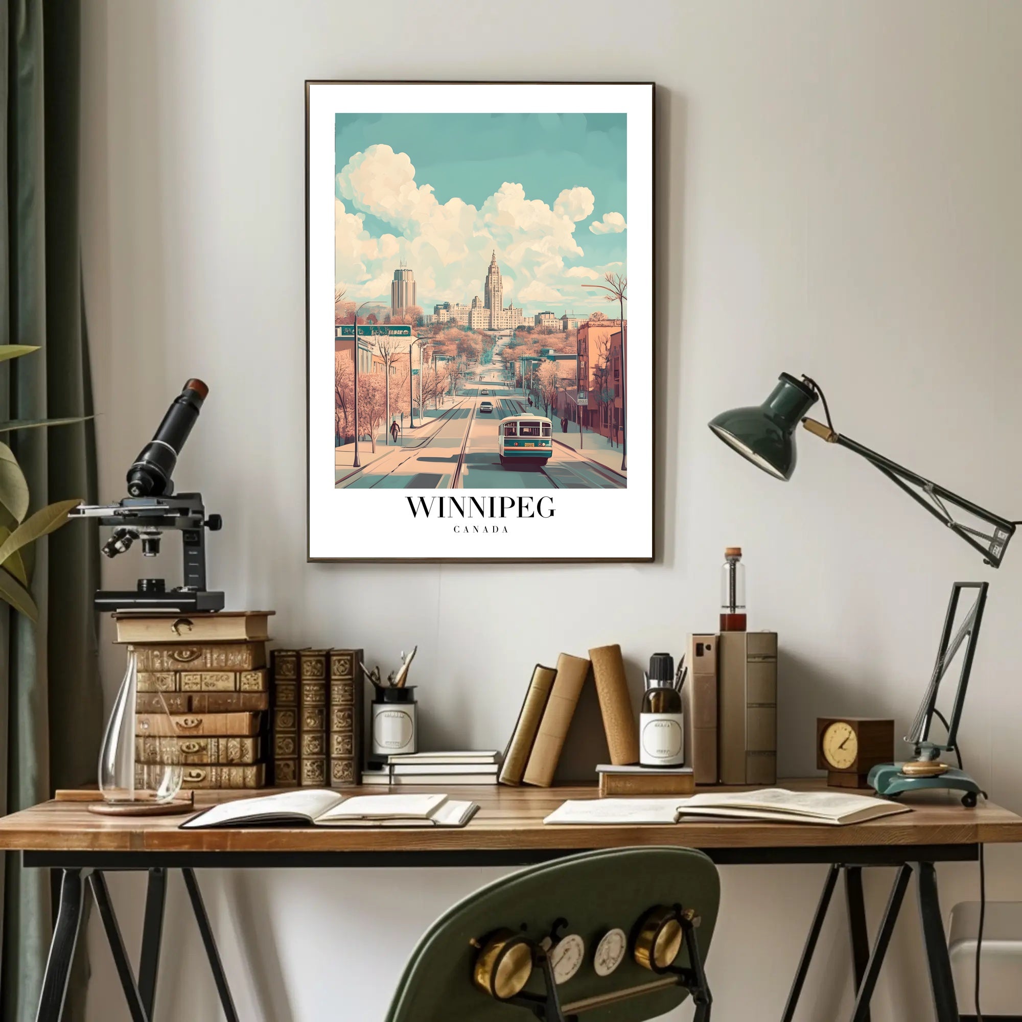 Winnipeg Cityscape Vintage Illustration Urban or Cityscape Poster PosterGoat