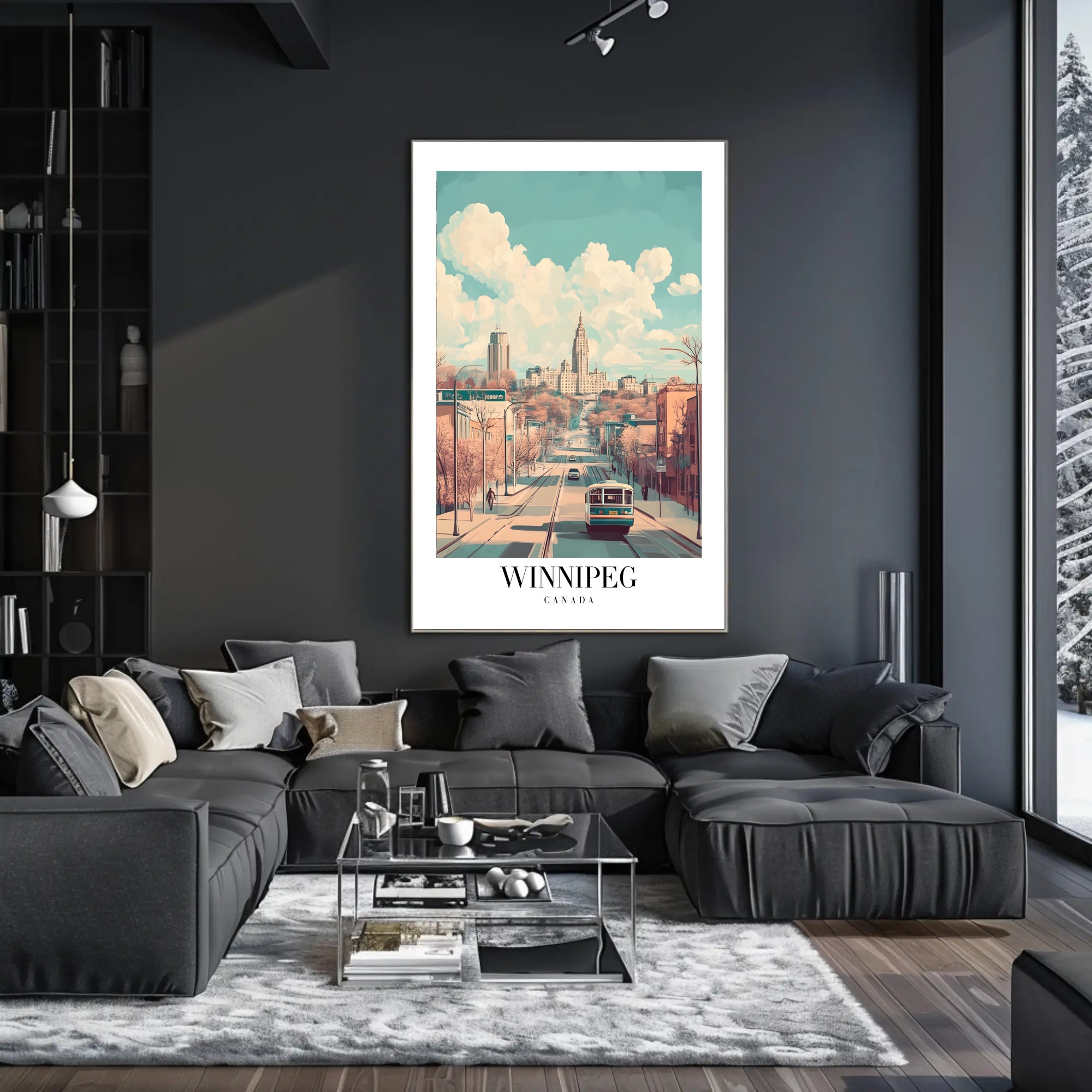Winnipeg Cityscape Vintage Illustration Urban or Cityscape Poster PosterGoat