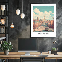 Winnipeg Cityscape Vintage Illustration Urban or Cityscape Poster PosterGoat