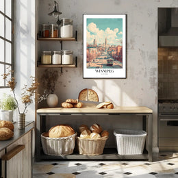 Winnipeg Cityscape Vintage Illustration Urban or Cityscape Poster PosterGoat