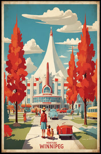 Winnipeg Mid-Century Modern Cityscape Travel Poster PosterGoat