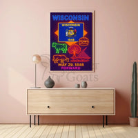Wisconsin Neon Culture Poster - Abstract, Artistic, or Pop Culture Poster PosterGoat