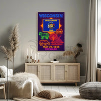 Wisconsin Neon Culture Poster - Abstract, Artistic, or Pop Culture Poster PosterGoat