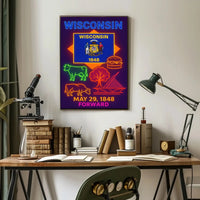 Wisconsin Neon Culture Poster - Abstract, Artistic, or Pop Culture Poster PosterGoat