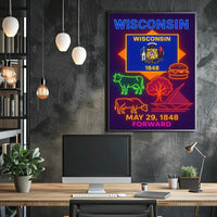 Wisconsin Neon Culture Poster - Abstract, Artistic, or Pop Culture Poster PosterGoat