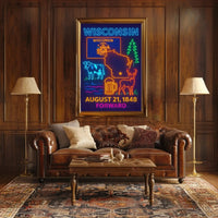 Wisconsin Statehood Celebration Neon Heritage Poster PosterGoat