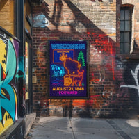 Wisconsin Statehood Celebration Neon Heritage Poster PosterGoat