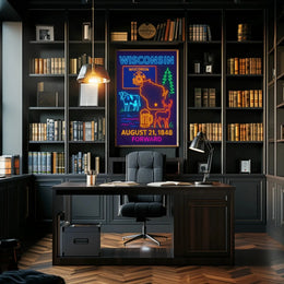 Wisconsin Statehood Celebration Neon Heritage Poster PosterGoat