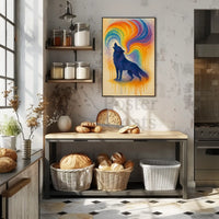 Wolf Howling Expression Abstract Artistic Poster PosterGoat