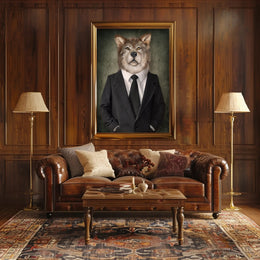 Wolf in Suit Photorealistic Art Animal Poster PosterGoat