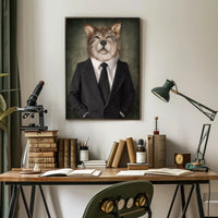 Wolf in Suit Photorealistic Art Animal Poster PosterGoat