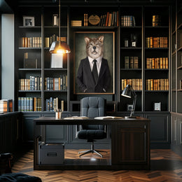 Wolf in Suit Photorealistic Art Animal Poster PosterGoat