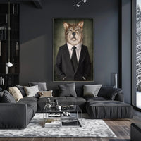 Wolf in Suit Photorealistic Art Animal Poster PosterGoat