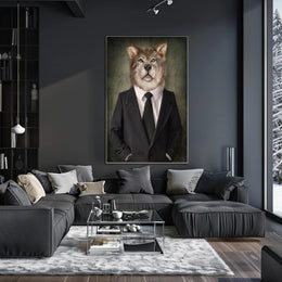 Wolf in Suit Photorealistic Art Animal Poster PosterGoat