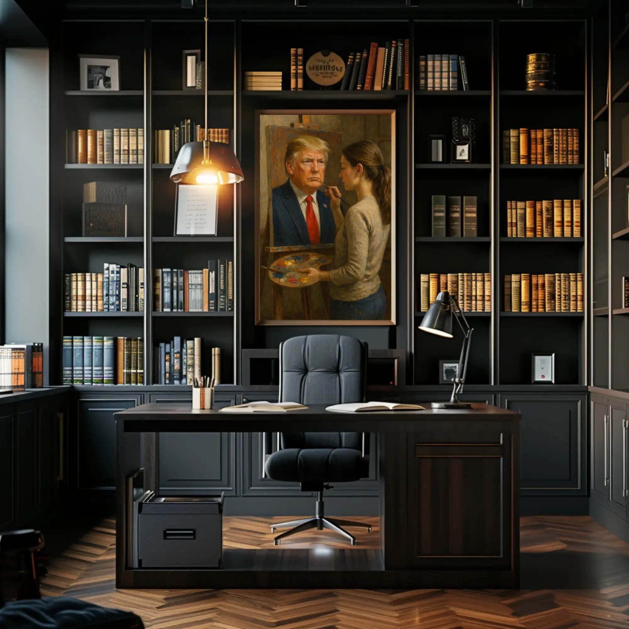 Woman Painting Portrait Realistic Artistic Pop Culture Poster Parody Donald Trump PosterGoat
