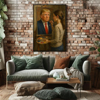 Woman Painting Portrait Realistic Artistic Pop Culture Poster Parody Donald Trump PosterGoat