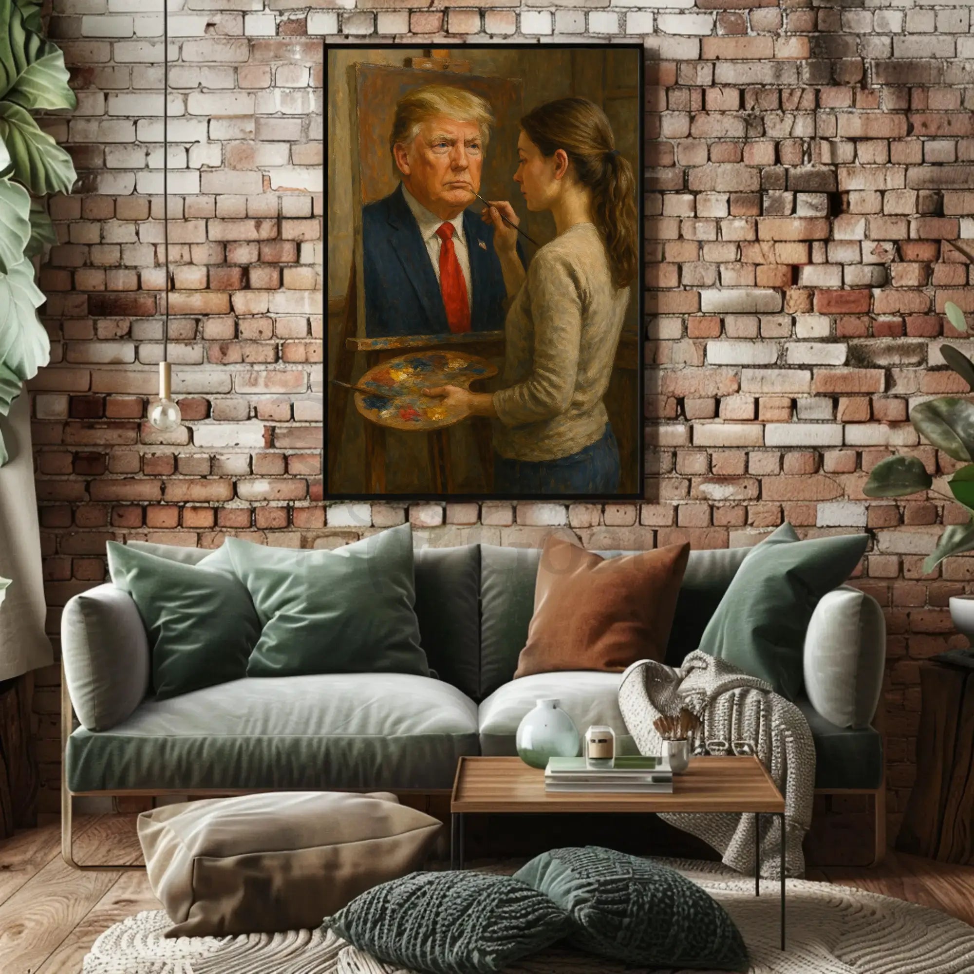 Woman Painting Portrait Realistic Artistic Pop Culture Poster Parody Donald Trump PosterGoat
