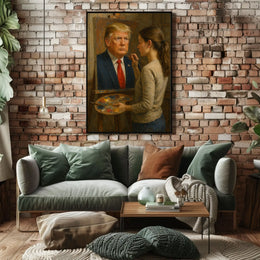 Woman Painting Portrait Realistic Artistic Pop Culture Poster Parody Donald Trump PosterGoat