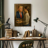 Woman Painting Portrait Realistic Artistic Pop Culture Poster Parody Donald Trump PosterGoat
